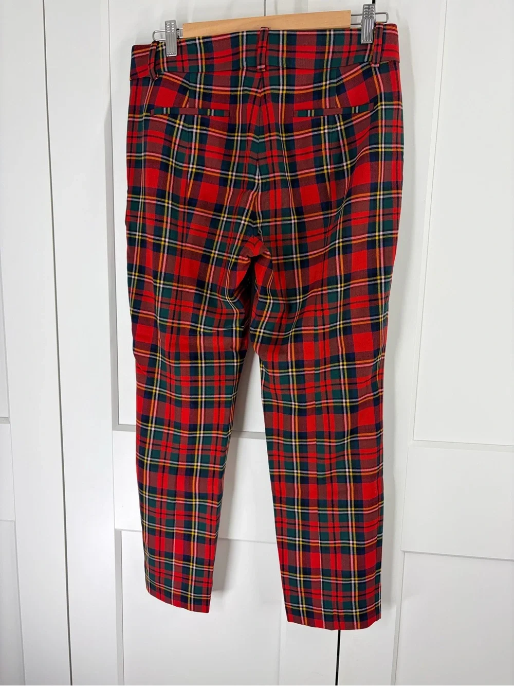 J. Crew Red Tartan Wool Blend Plaid Women's Cropped Pants | 6